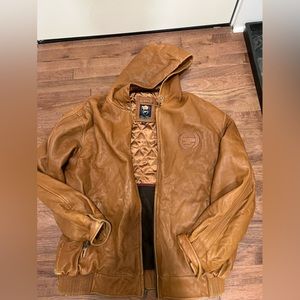Cognac men’s leather phat farm coat